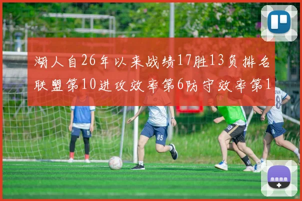 湖人自26年以来战绩17胜13负排名联盟第10进攻效率第6防守效率第16分析